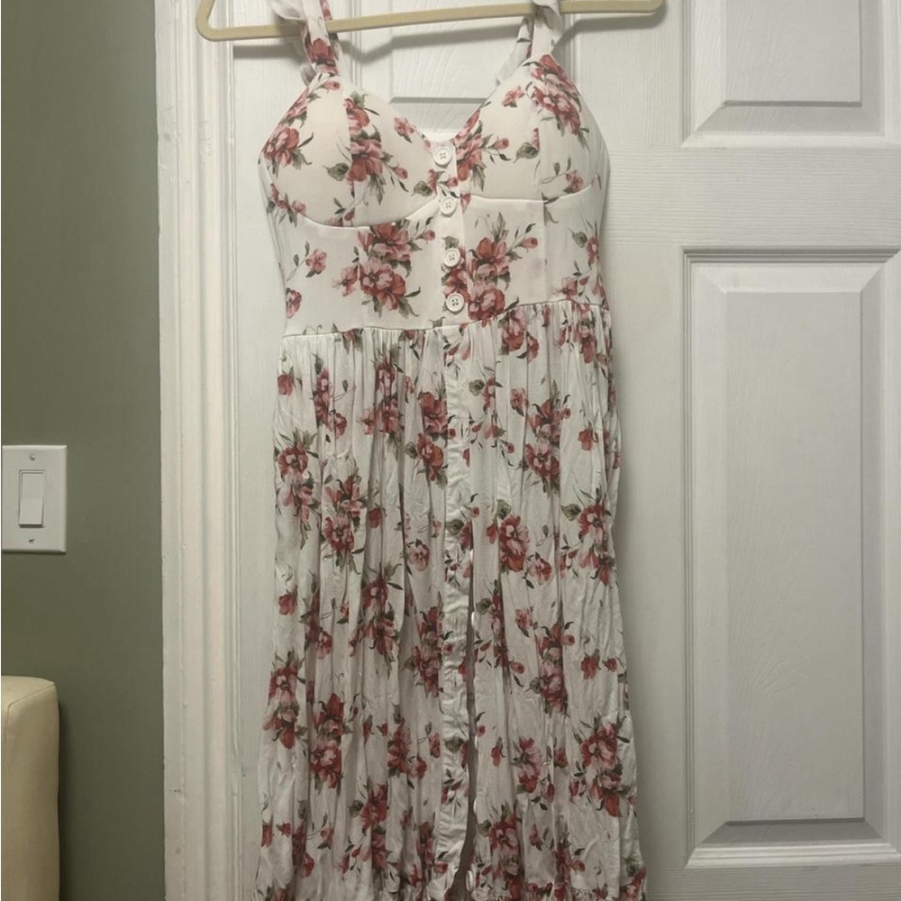 Floral White and Pink Dress